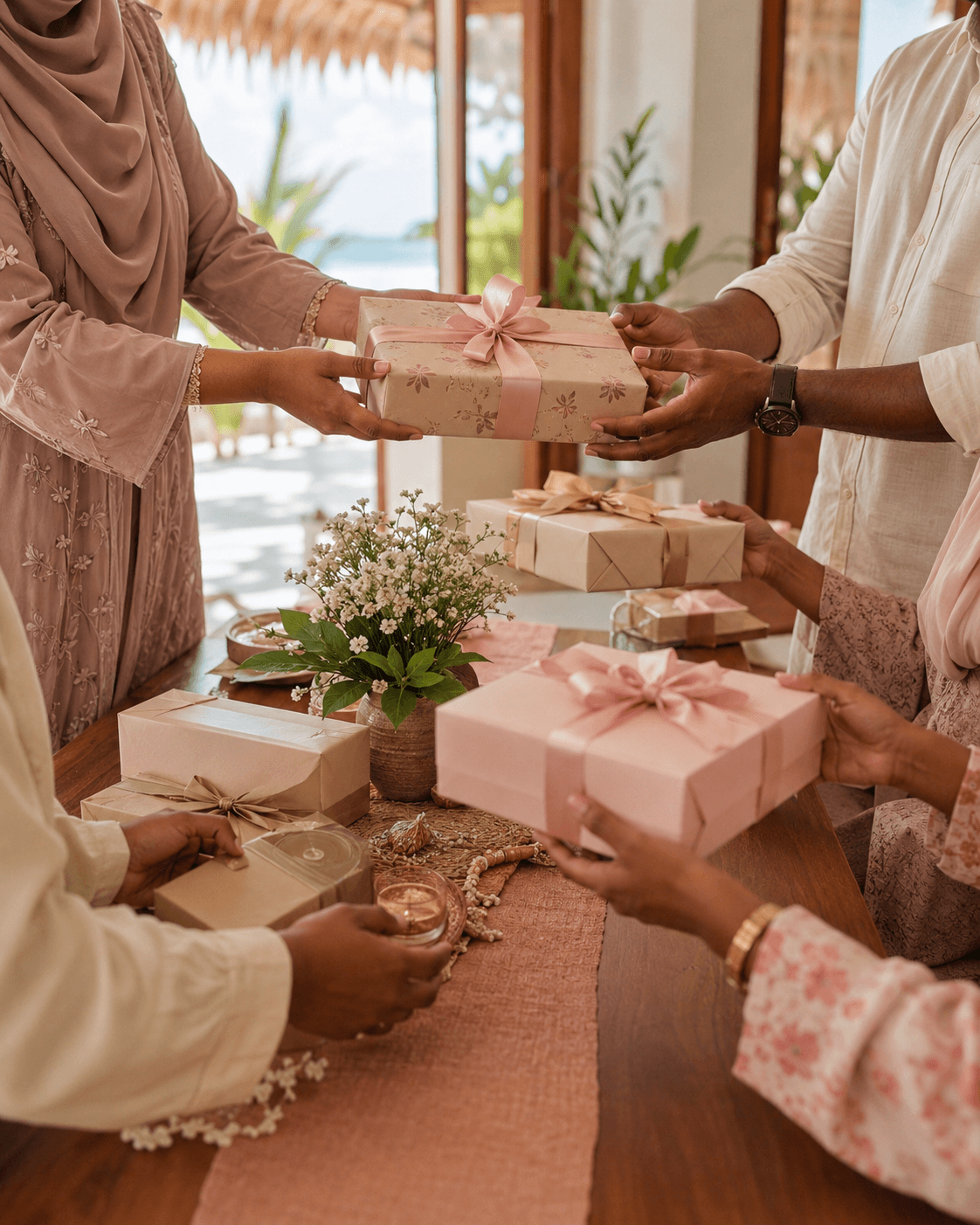 South Asian hands holding a gift box